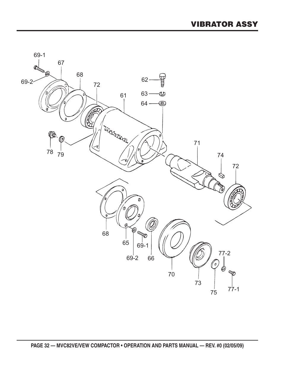 Vibrator assy | Multiquip MVC82VE/VEW User Manual | Page 32 / 62