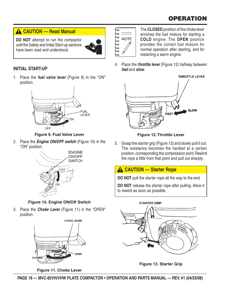 Operation | Multiquip MVC82VH/VHW User Manual | Page 18 / 70