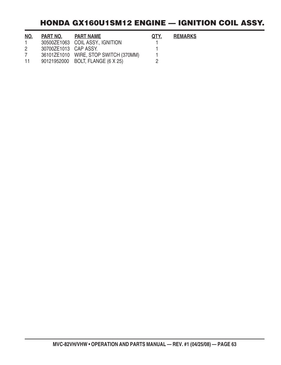 Multiquip MVC82VH/VHW User Manual | Page 63 / 70