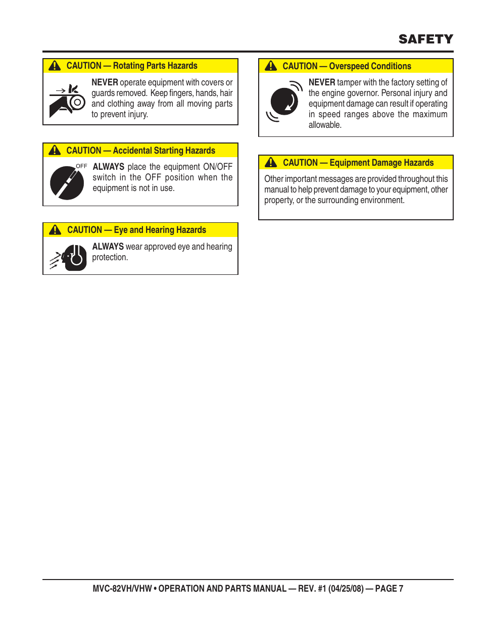 Safety | Multiquip MVC82VH/VHW User Manual | Page 7 / 70