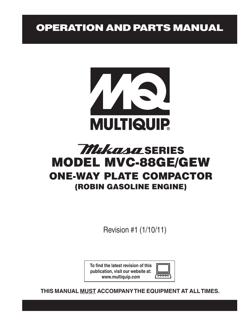 Multiquip MVC88GE/GEW User Manual | 62 pages