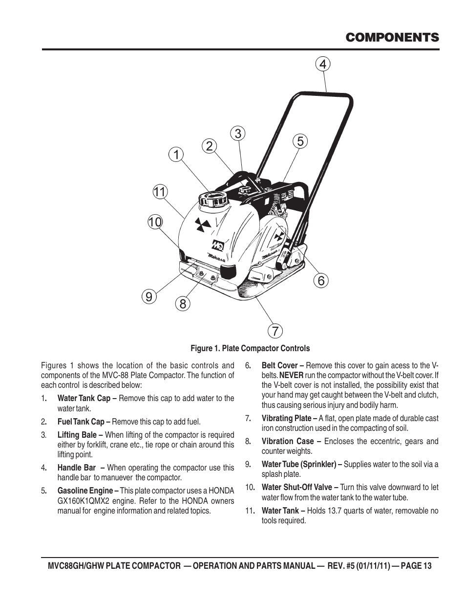 Components | Multiquip MVC88GH/GHW User Manual | Page 13 / 74