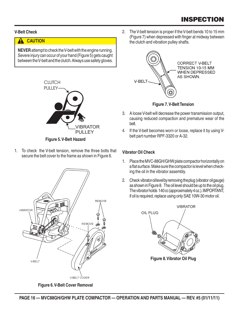 Inspection | Multiquip MVC88GH/GHW User Manual | Page 16 / 74