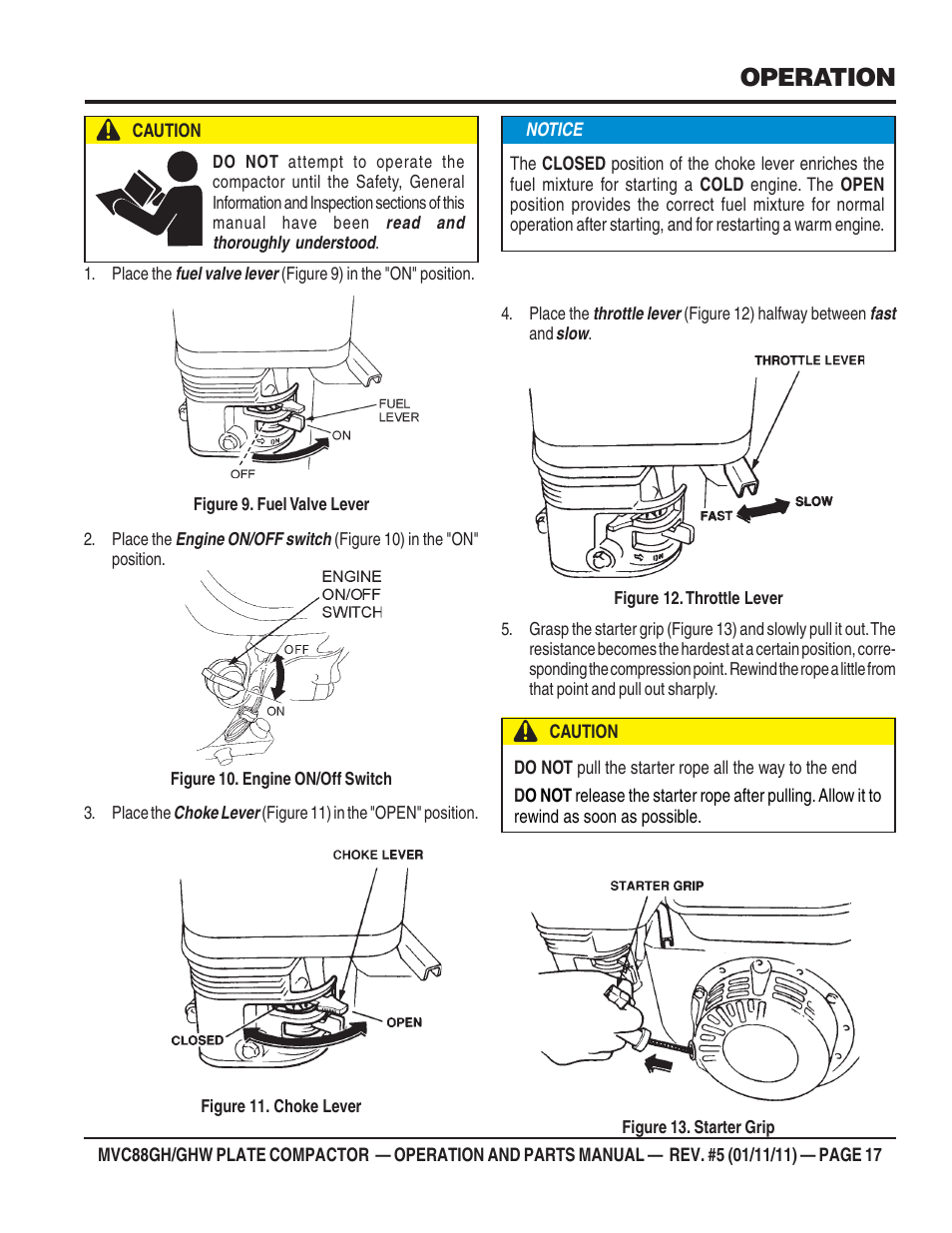 Operation | Multiquip MVC88GH/GHW User Manual | Page 17 / 74