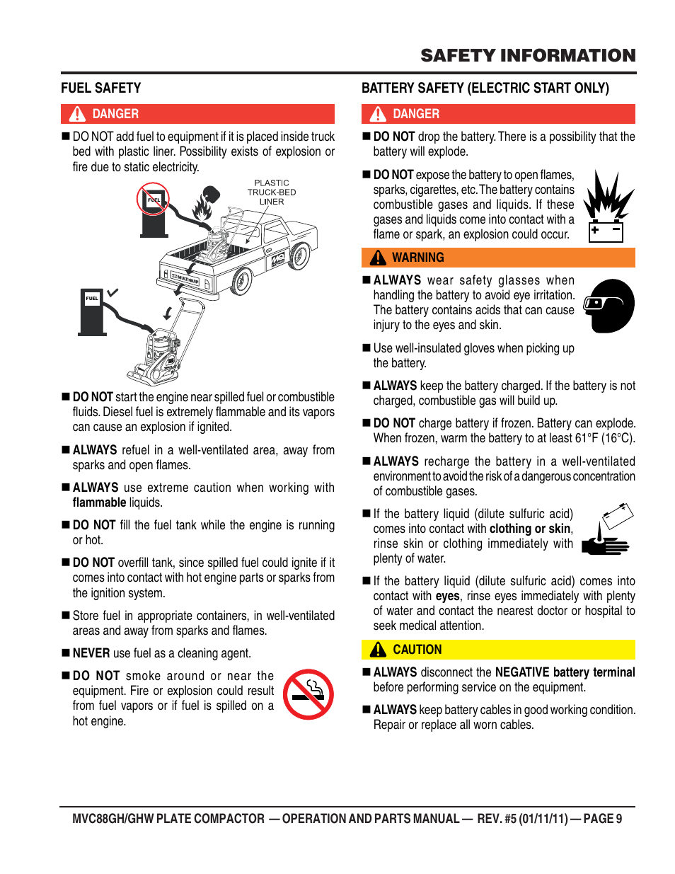 Safety information | Multiquip MVC88GH/GHW User Manual | Page 9 / 74