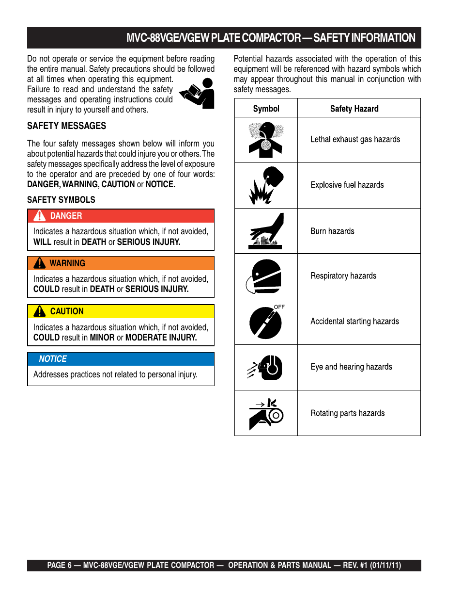 Multiquip MVC88VGE/VGEW User Manual | Page 6 / 64