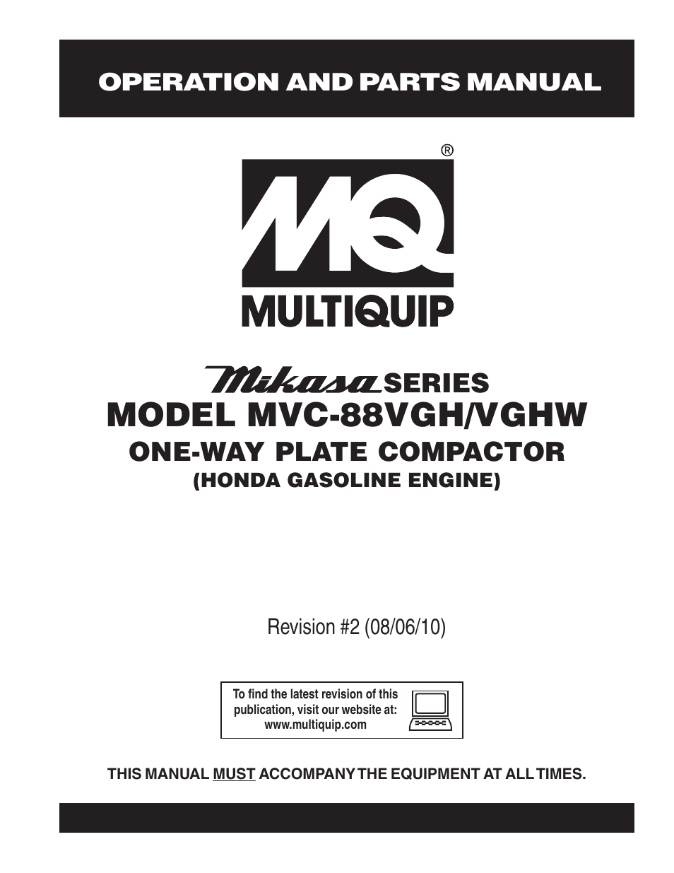 Multiquip MVC88VGH/VGHW User Manual | 70 pages