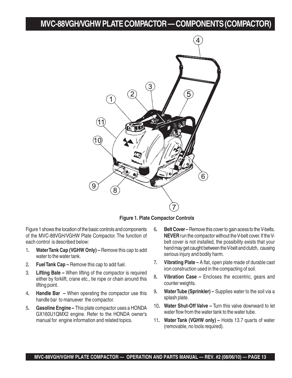 Multiquip MVC88VGH/VGHW User Manual | Page 13 / 70