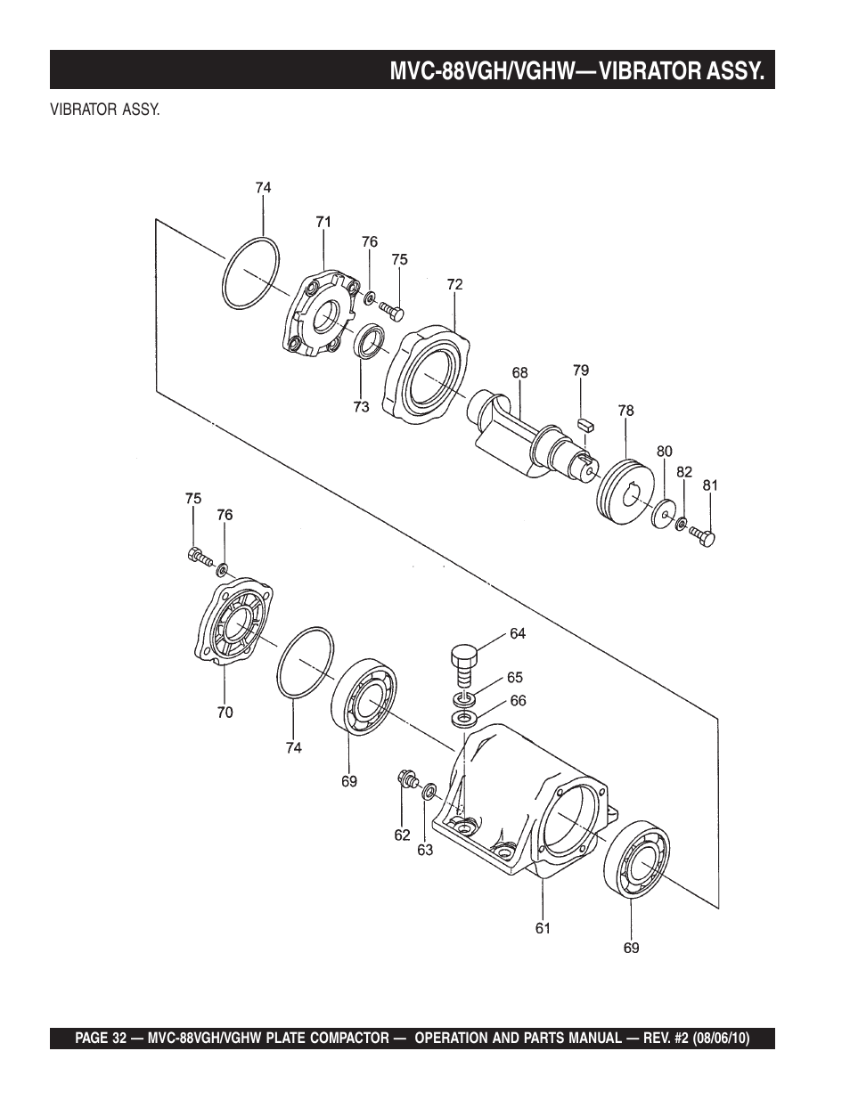 Mvc-88vgh/vghw— vibrator assy | Multiquip MVC88VGH/VGHW User Manual | Page 32 / 70