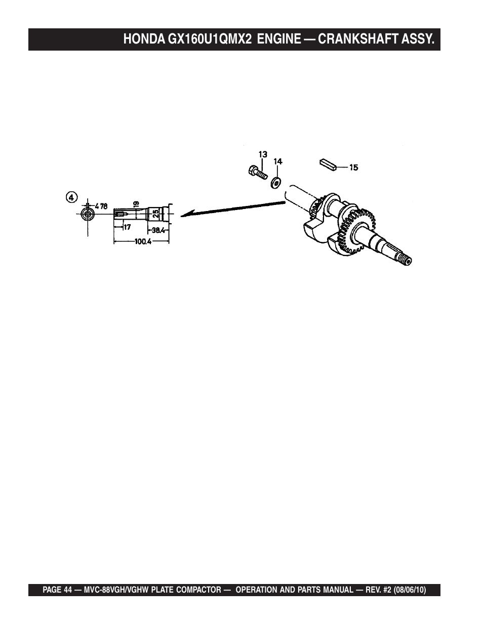 Multiquip MVC88VGH/VGHW User Manual | Page 44 / 70