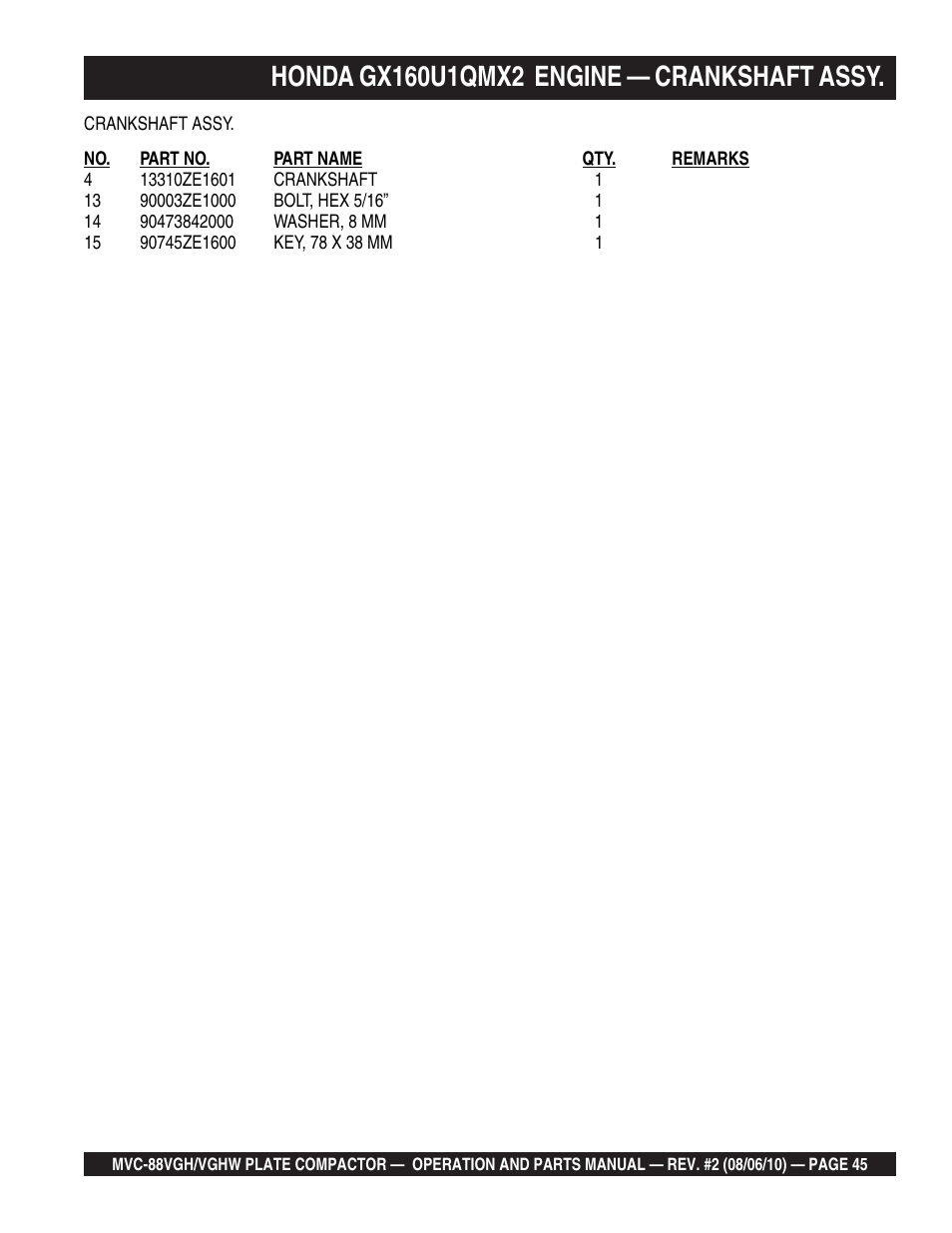 Multiquip MVC88VGH/VGHW User Manual | Page 45 / 70