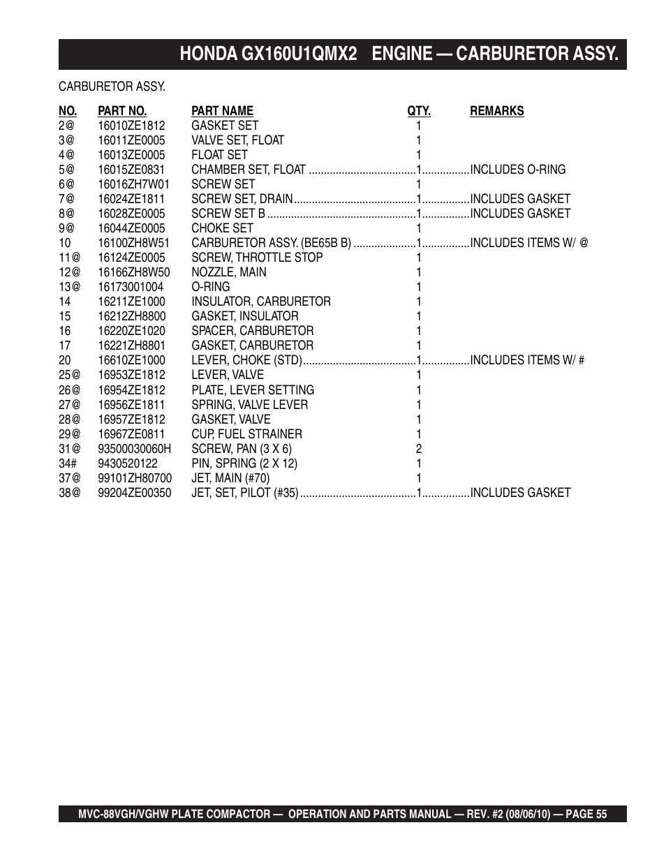 Multiquip MVC88VGH/VGHW User Manual | Page 55 / 70