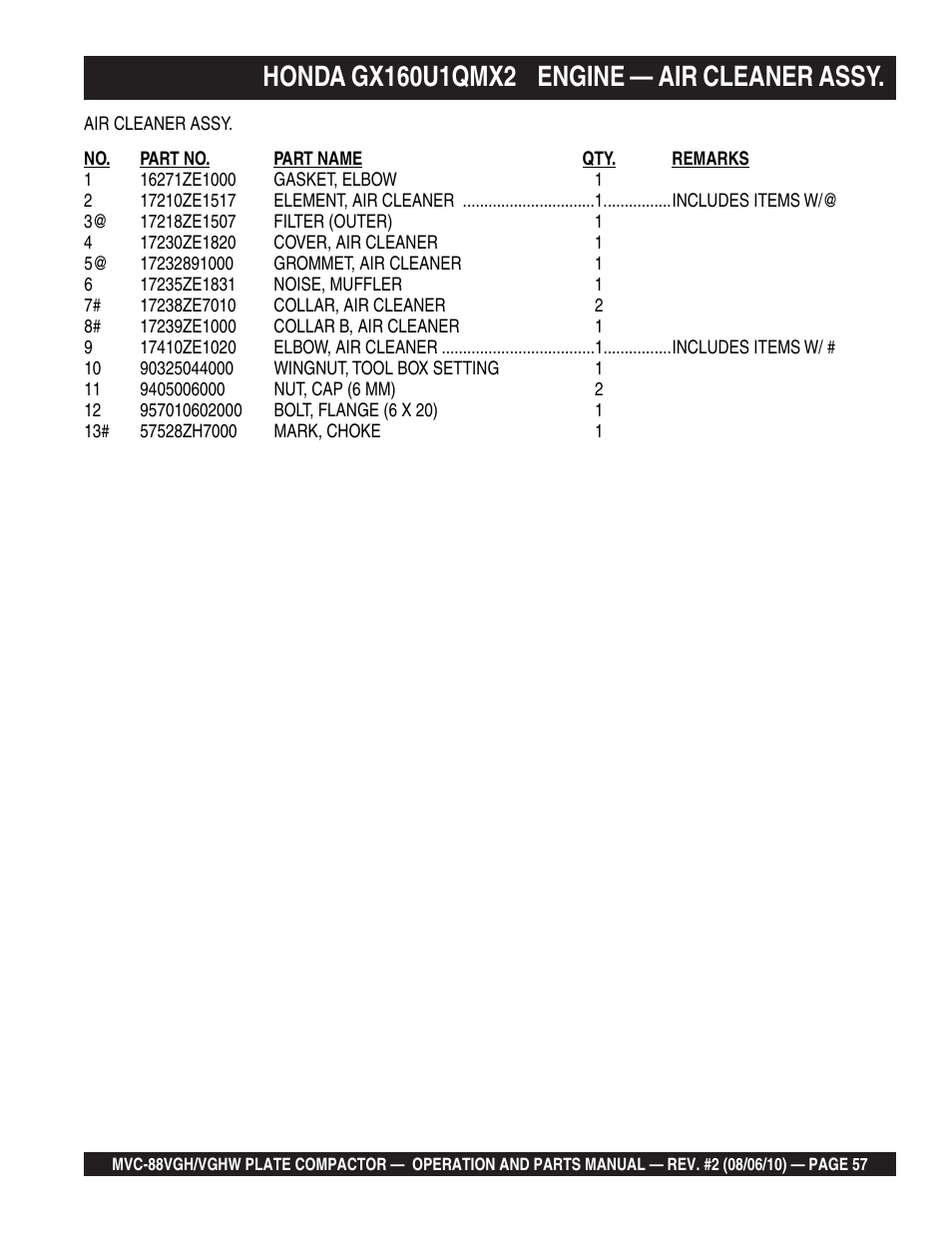 Multiquip MVC88VGH/VGHW User Manual | Page 57 / 70