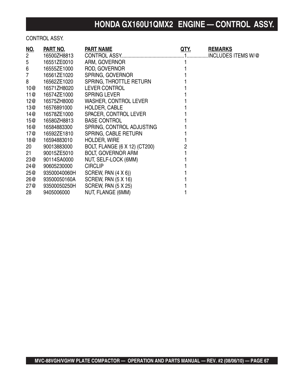 Multiquip MVC88VGH/VGHW User Manual | Page 67 / 70