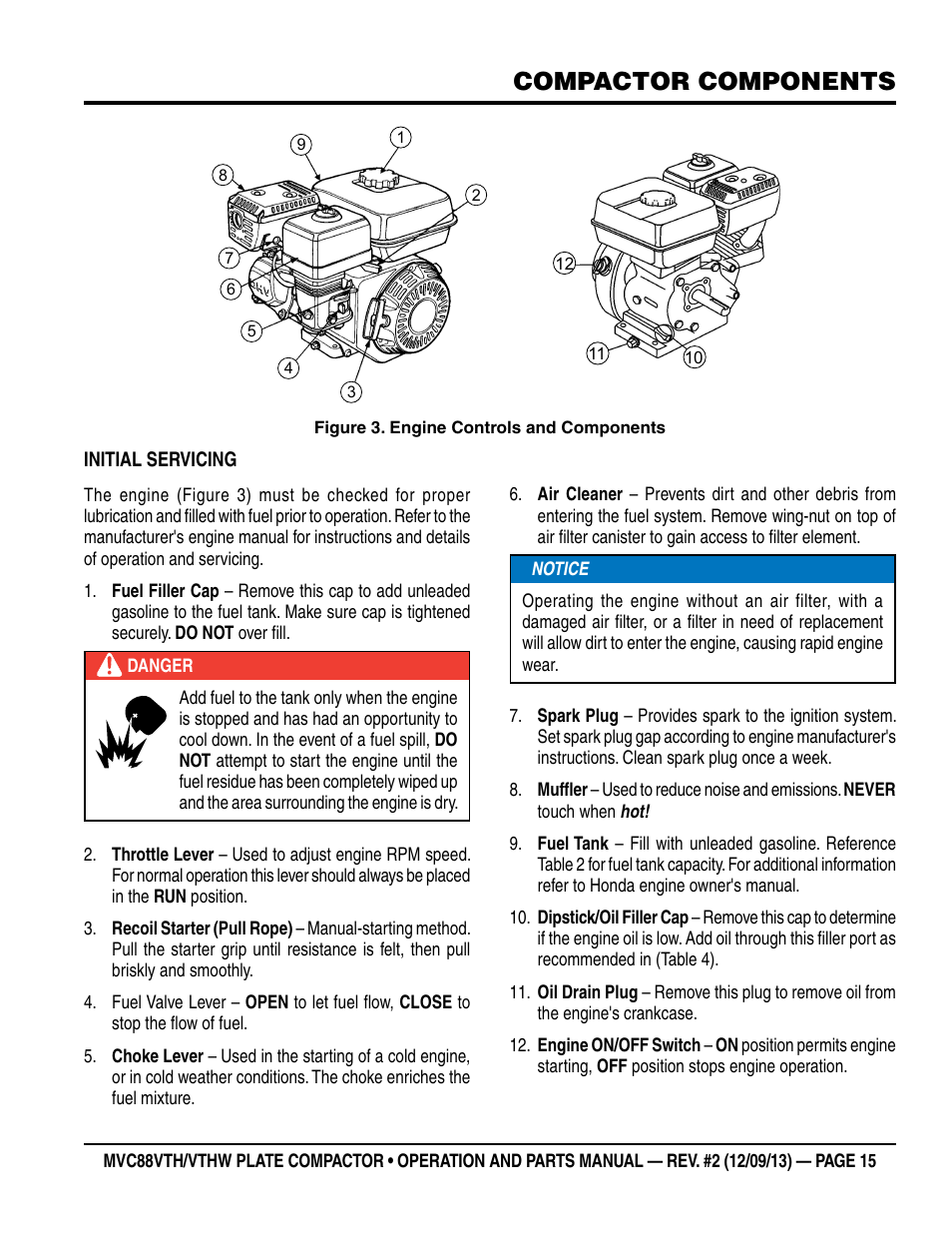 Compactor components | Multiquip MVC88VTHW User Manual | Page 15 / 76