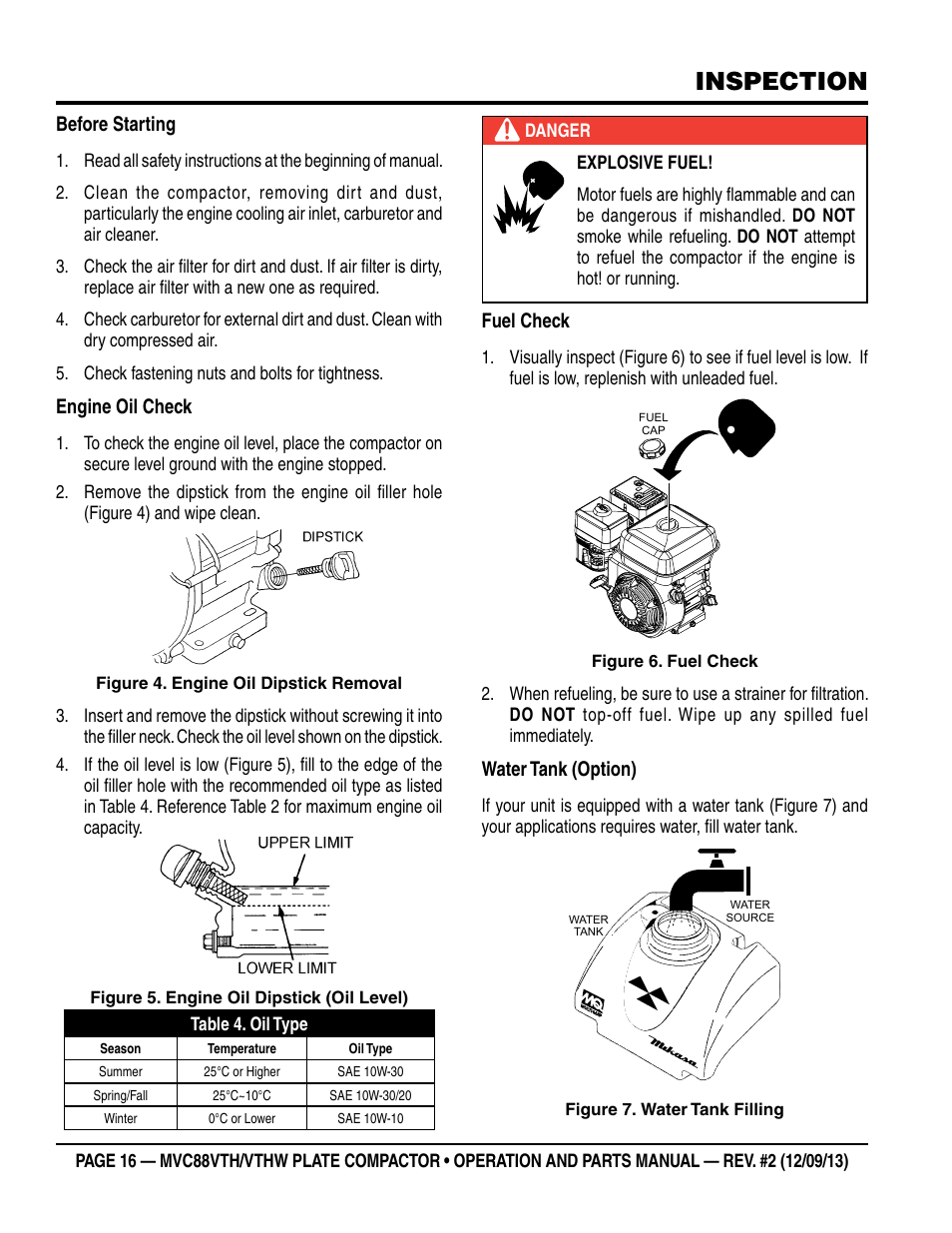Inspection | Multiquip MVC88VTHW User Manual | Page 16 / 76