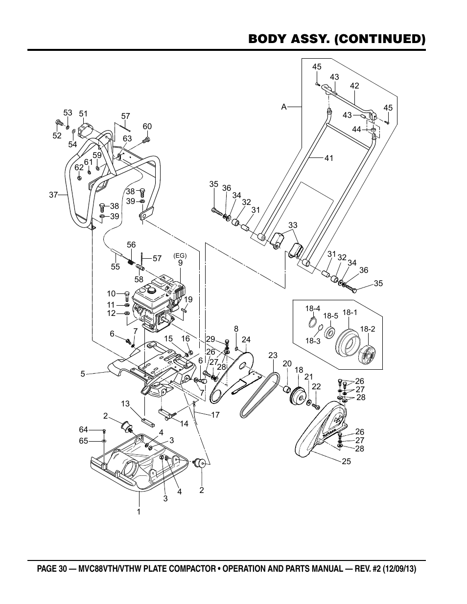 Body assy. (continued) | Multiquip MVC88VTHW User Manual | Page 30 / 76