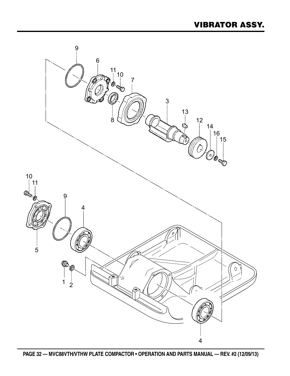 Vibrator assy | Multiquip MVC88VTHW User Manual | Page 32 / 76