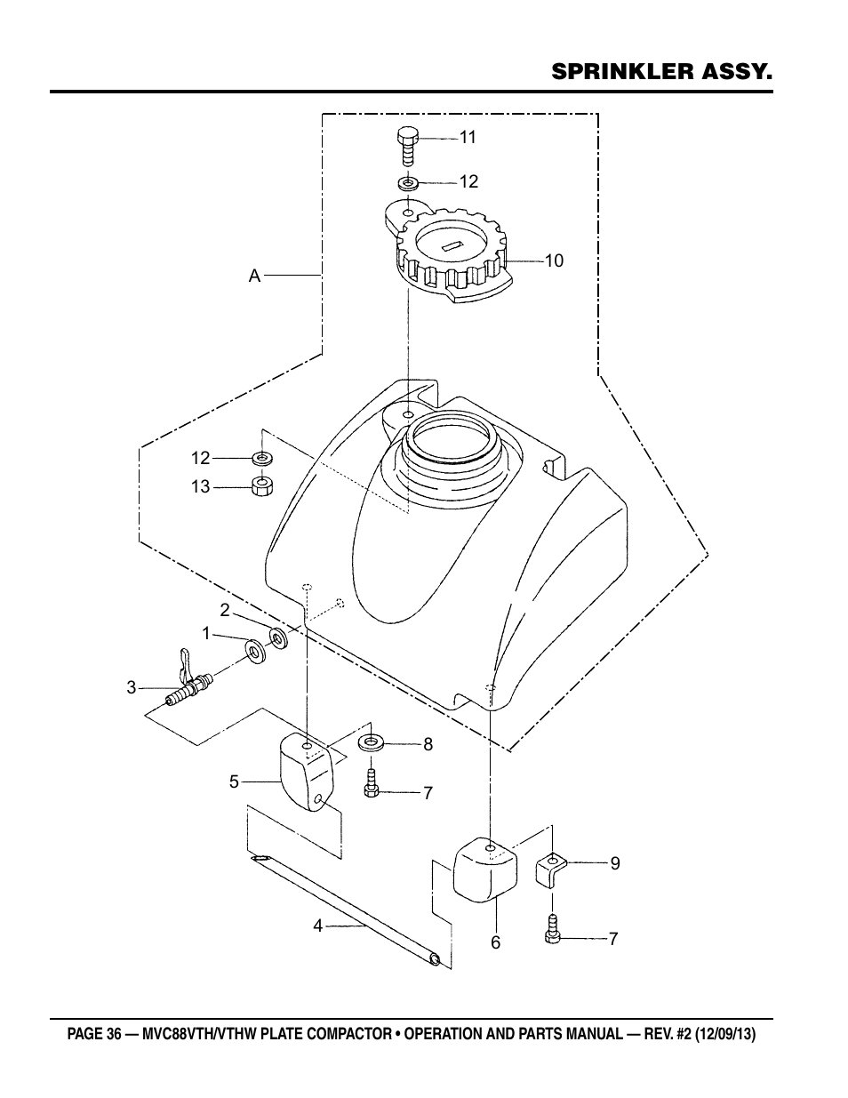 Sprinkler assy | Multiquip MVC88VTHW User Manual | Page 36 / 76