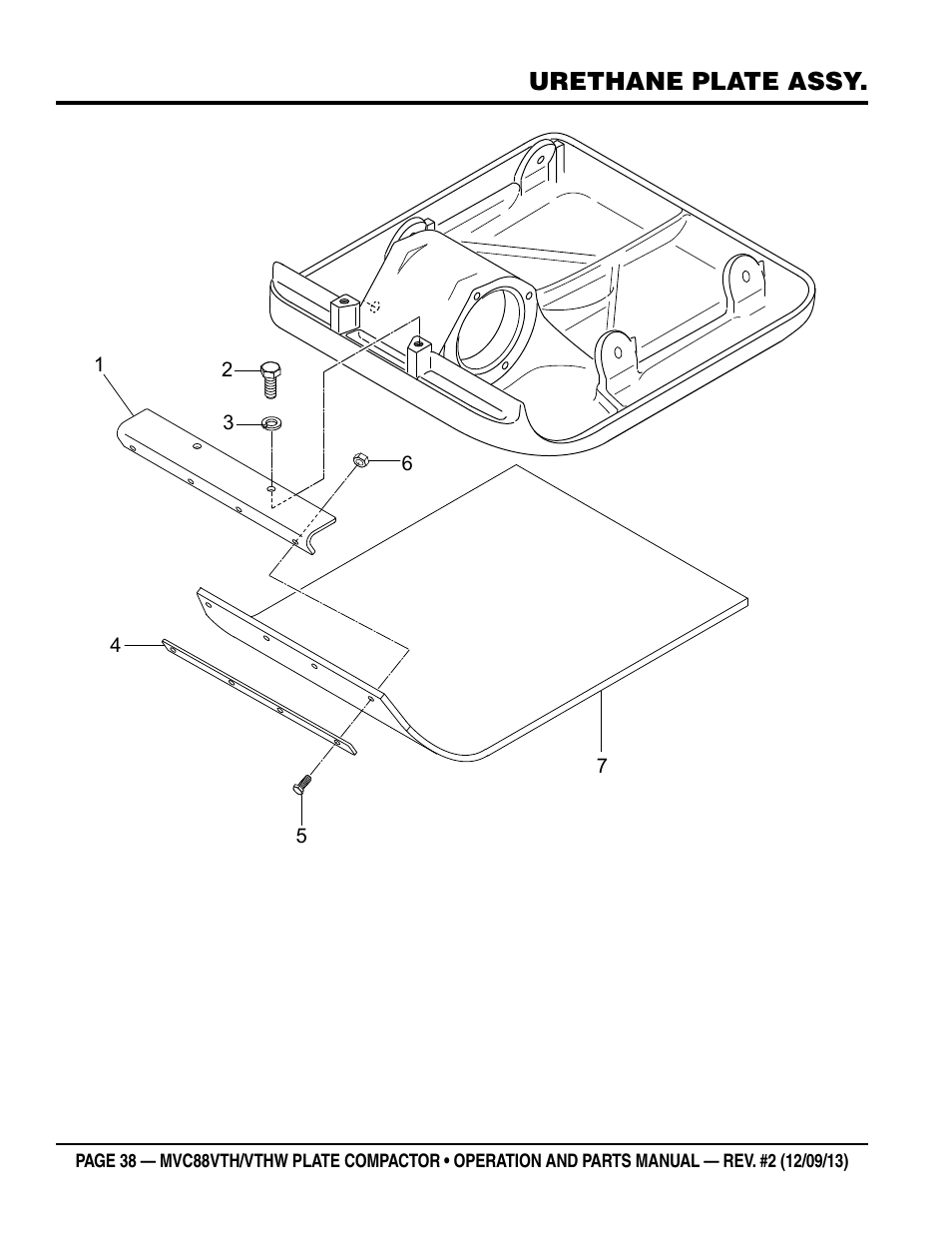 Urethane plate assy | Multiquip MVC88VTHW User Manual | Page 38 / 76