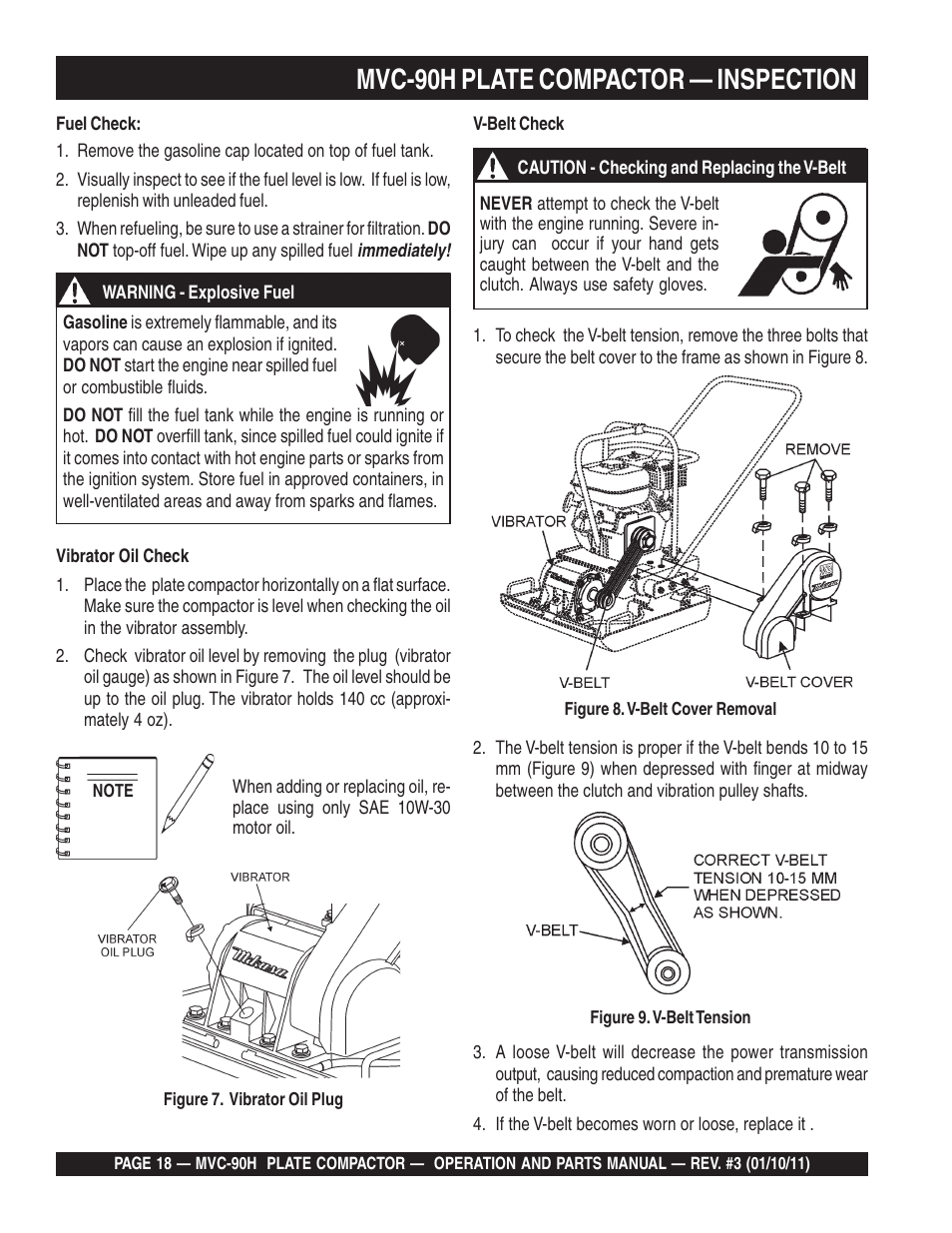 Mvc-90h plate compactor — inspection | Multiquip MVC90H User Manual | Page 18 / 80