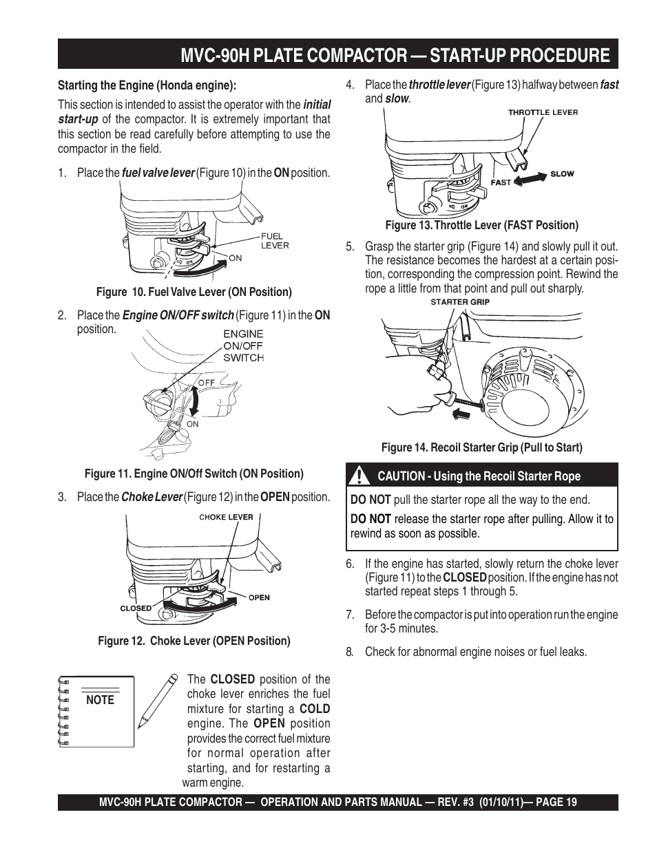 Mvc-90h plate compactor — start-up procedure | Multiquip MVC90H User Manual | Page 19 / 80