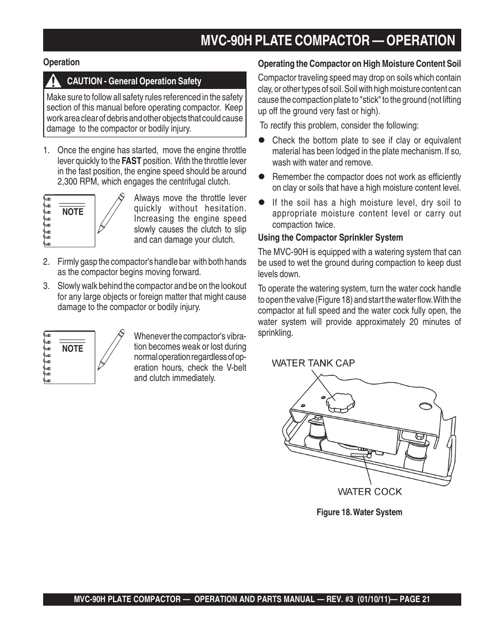 Mvc-90h plate compactor — operation | Multiquip MVC90H User Manual | Page 21 / 80