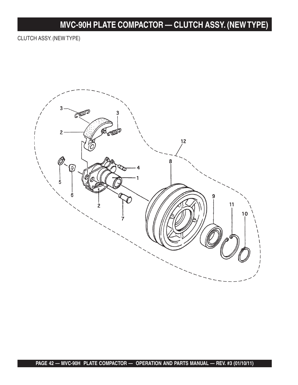 Mvc-90h plate compactor — clutch assy. (new type) | Multiquip MVC90H User Manual | Page 42 / 80