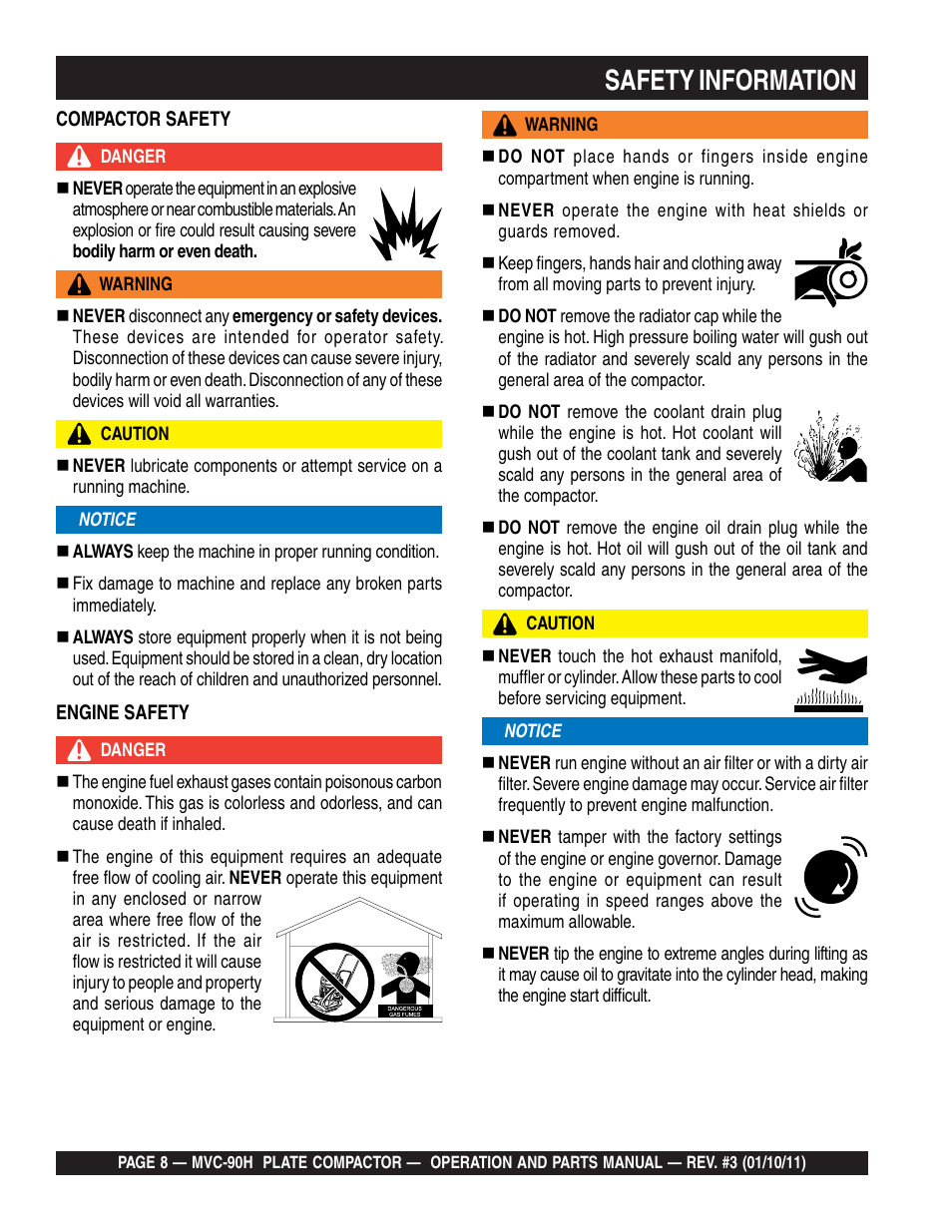 Lsafety information | Multiquip MVC90H User Manual | Page 8 / 80