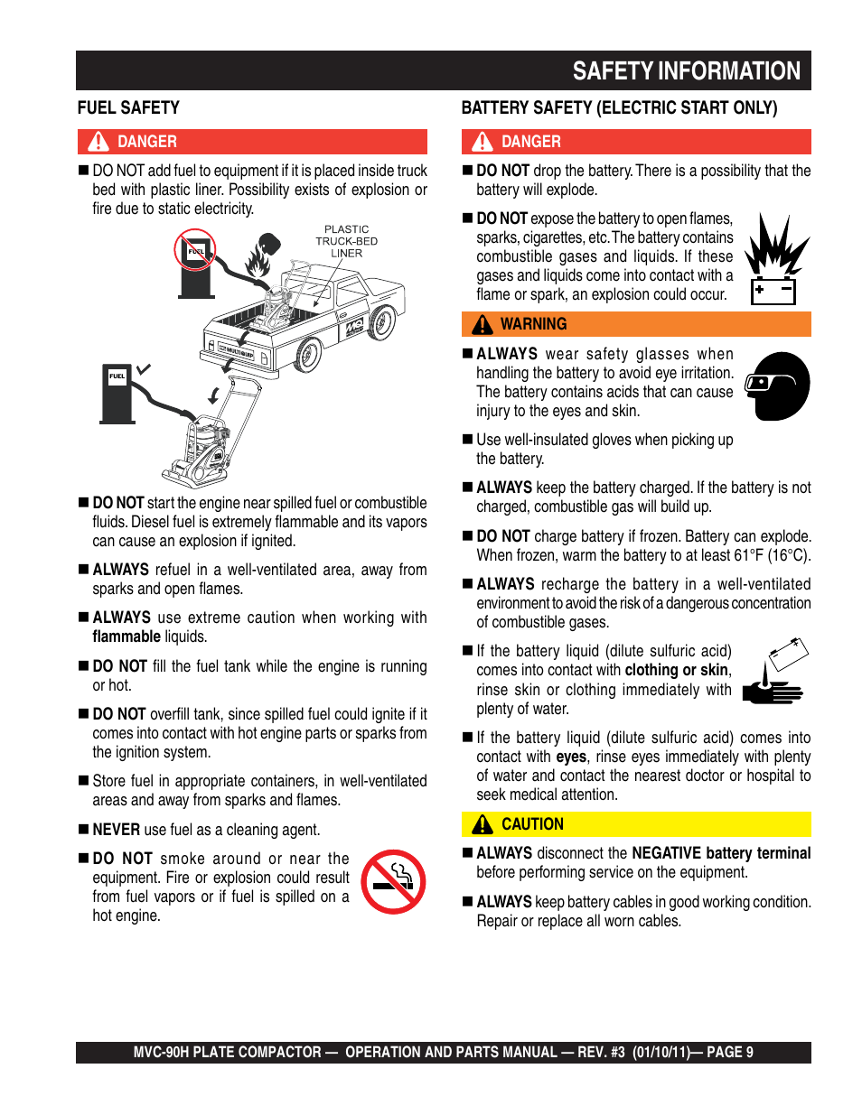 Safety information | Multiquip MVC90H User Manual | Page 9 / 80