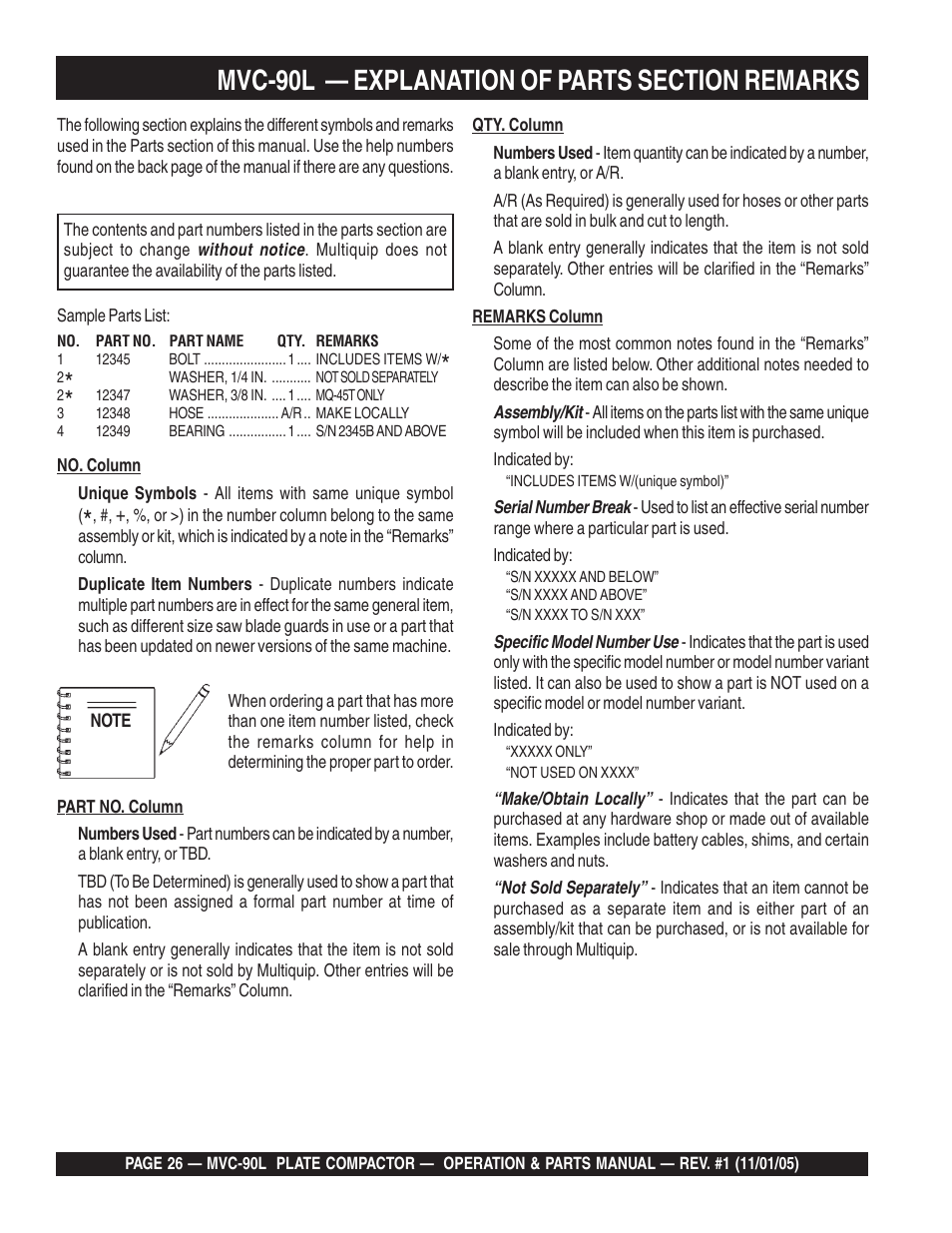 Multiquip MVC90L User Manual | Page 26 / 60