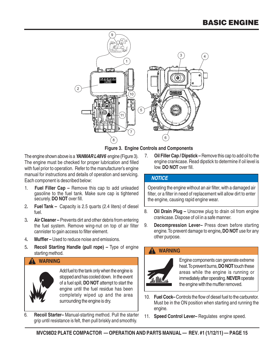 Basic engine | Multiquip MVC98D2 User Manual | Page 15 / 64