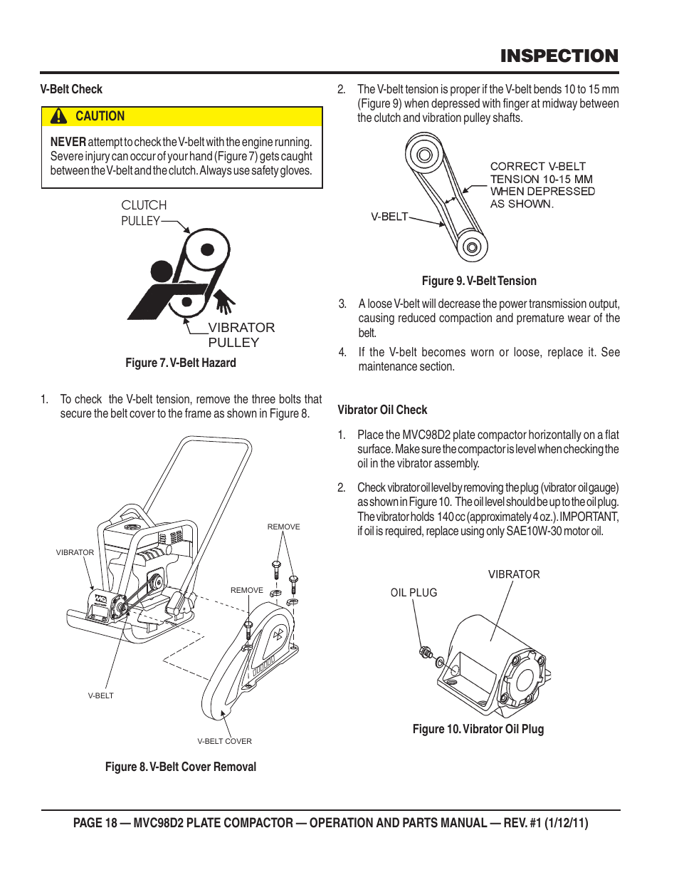 Inspection | Multiquip MVC98D2 User Manual | Page 18 / 64