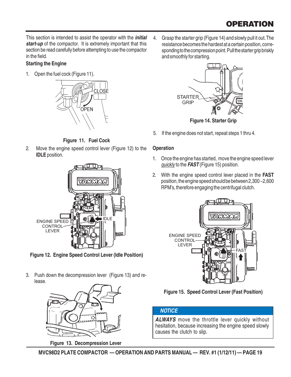 Operation | Multiquip MVC98D2 User Manual | Page 19 / 64