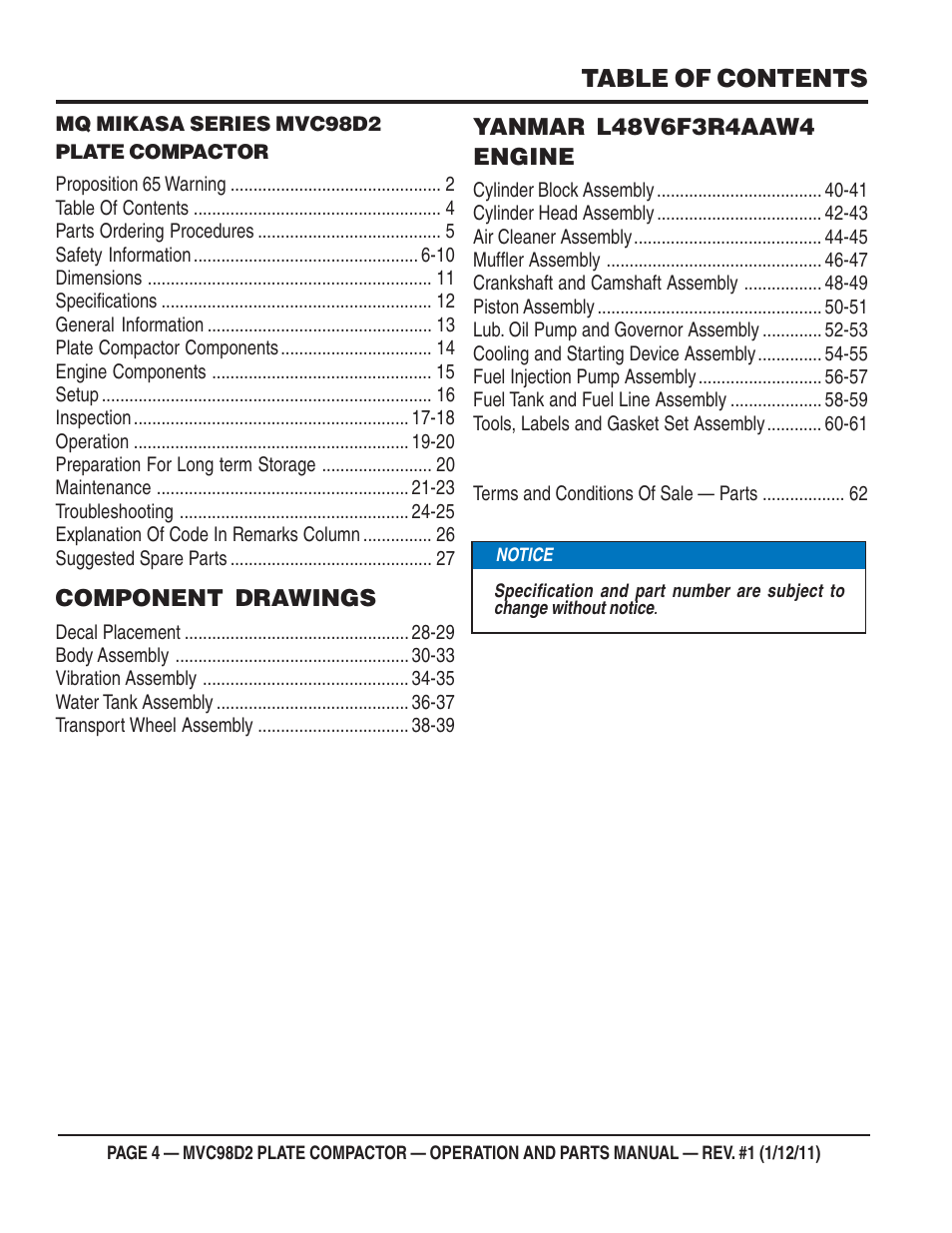 Multiquip MVC98D2 User Manual | Page 4 / 64