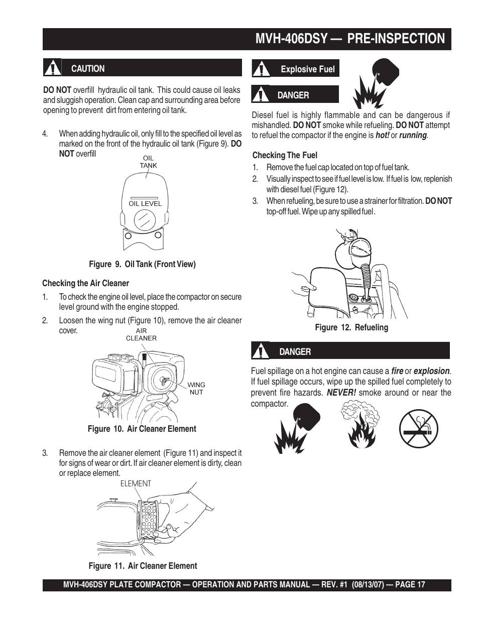 Mvh-406dsy — pre-inspection | Multiquip MVH406DSY User Manual | Page 17 / 72