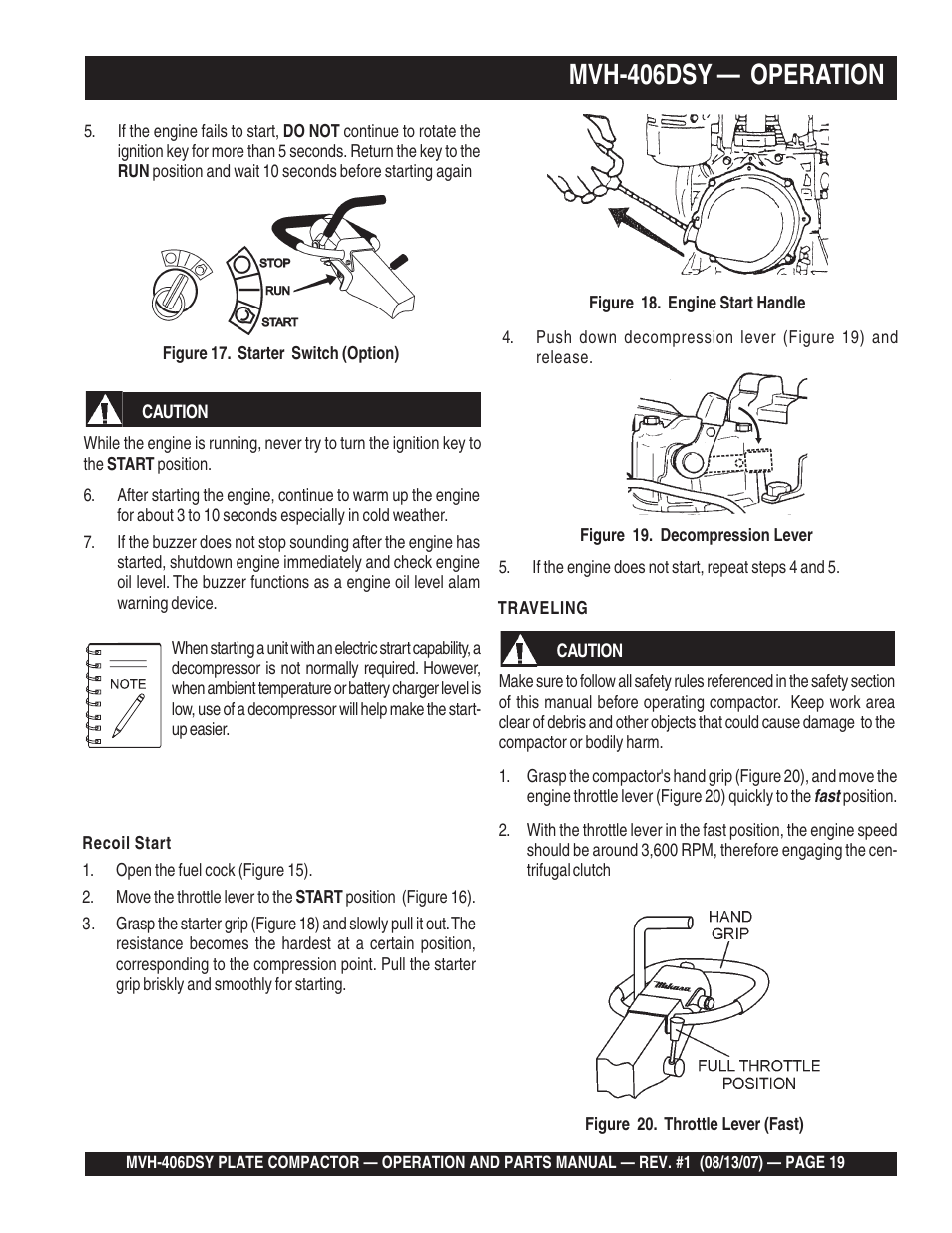 Mvh-406dsy — operation | Multiquip MVH406DSY User Manual | Page 19 / 72