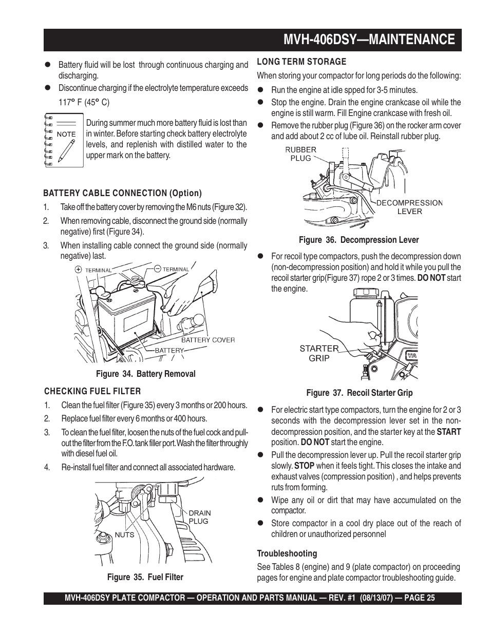 Mvh-406dsy—maintenance | Multiquip MVH406DSY User Manual | Page 25 / 72