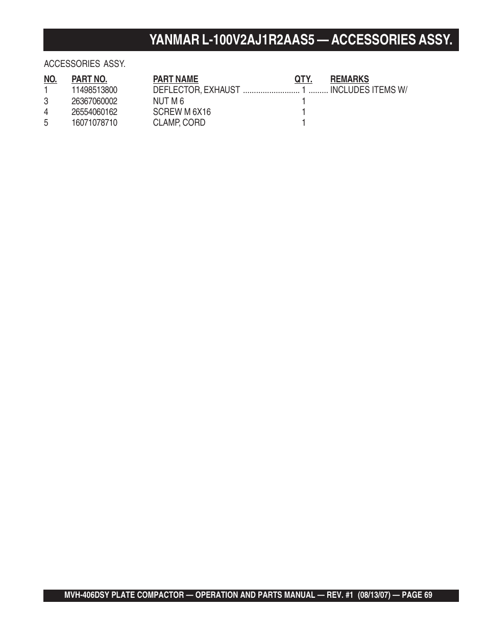 Multiquip MVH406DSY User Manual | Page 69 / 72