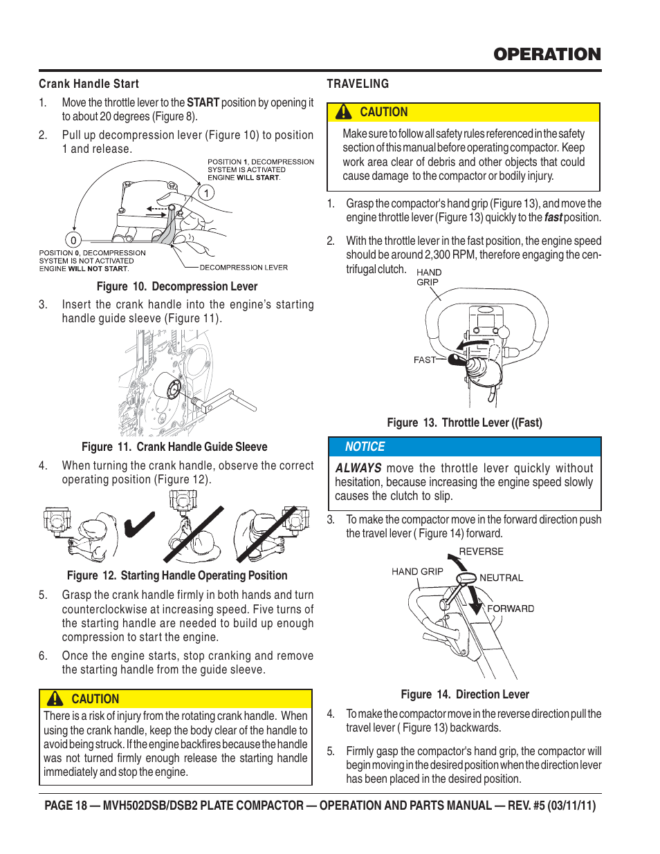 Operation | Multiquip MVH502DSB2 User Manual | Page 18 / 92