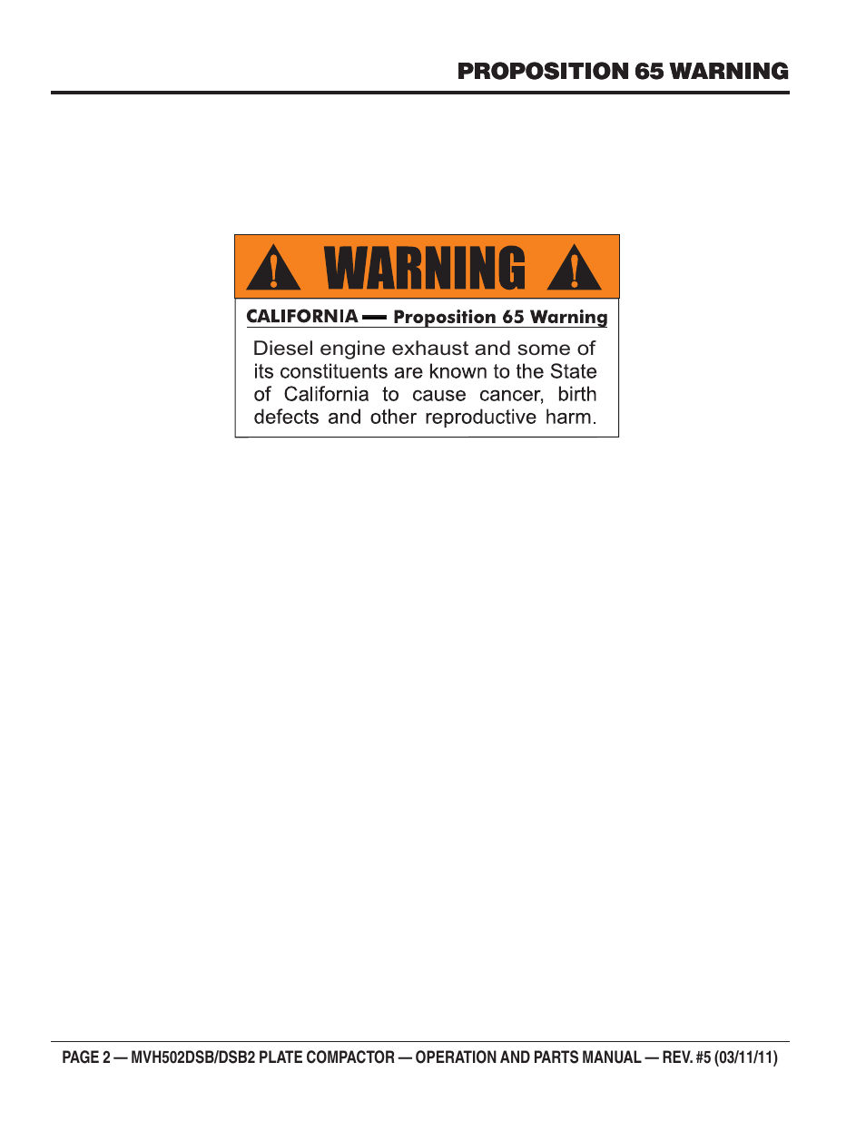 Multiquip MVH502DSB2 User Manual | Page 2 / 92