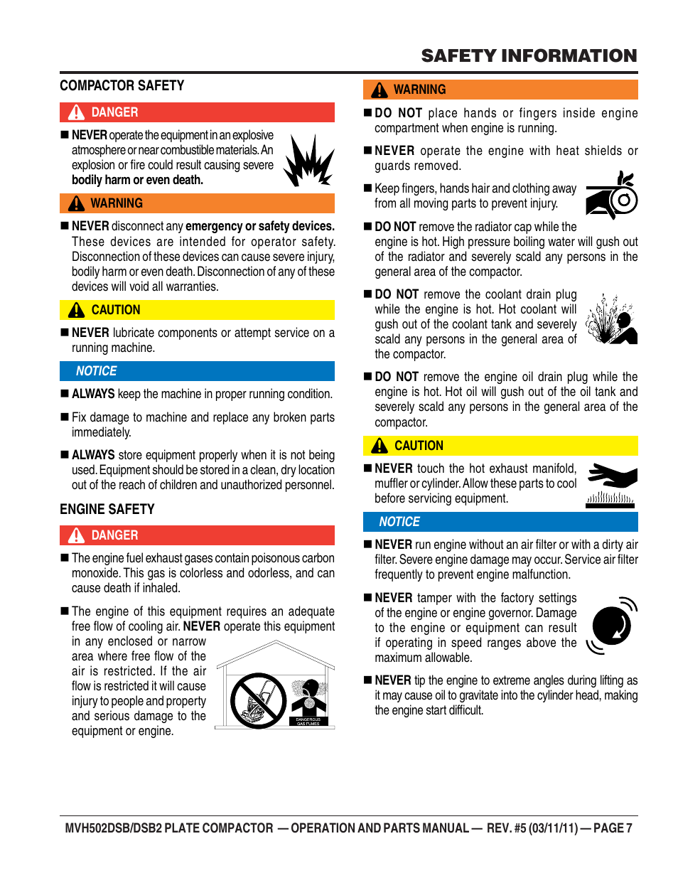 Safety information | Multiquip MVH502DSB2 User Manual | Page 7 / 92