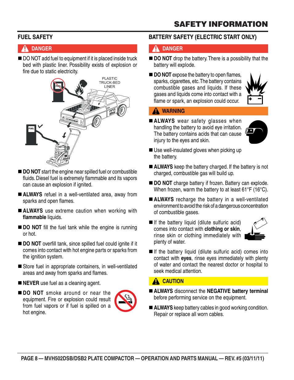 Safety information | Multiquip MVH502DSB2 User Manual | Page 8 / 92