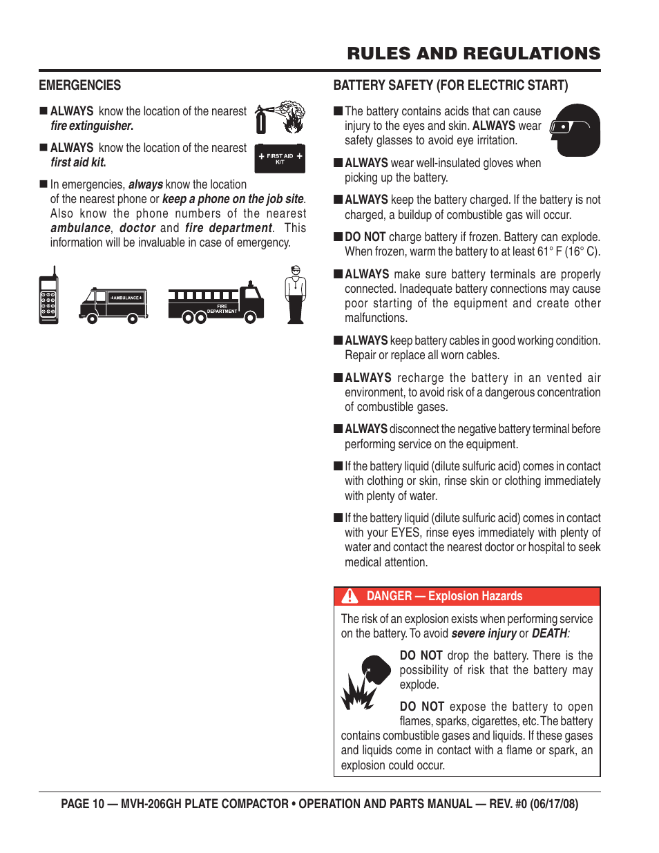 Rules and regulations | Multiquip MVH206GH User Manual | Page 10 / 80