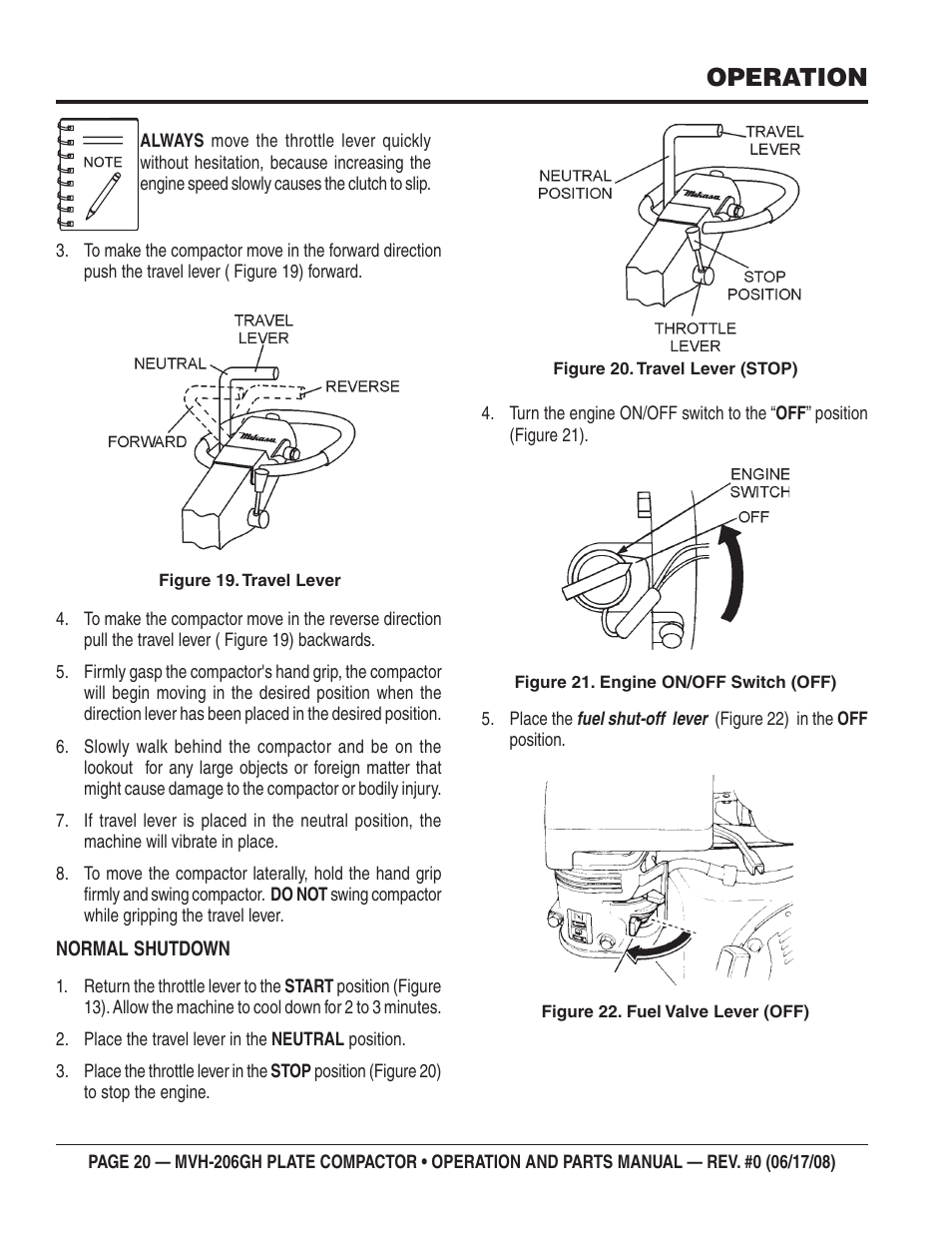 Operation | Multiquip MVH206GH User Manual | Page 20 / 80