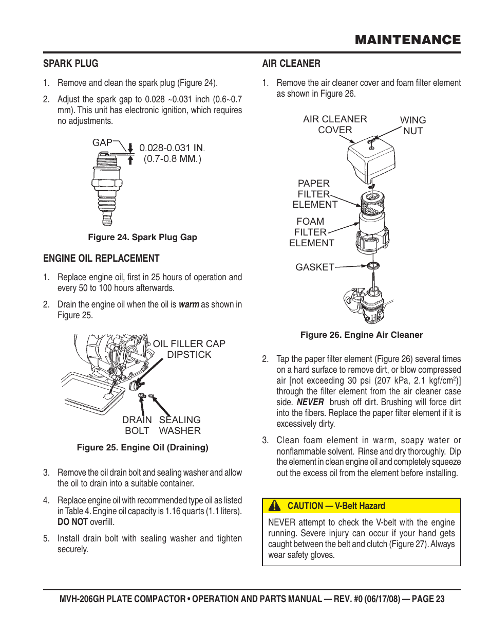 Maintenance | Multiquip MVH206GH User Manual | Page 23 / 80