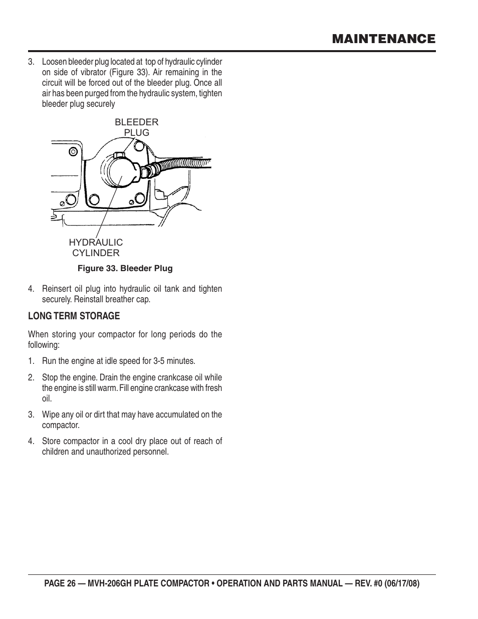Maintenance | Multiquip MVH206GH User Manual | Page 26 / 80