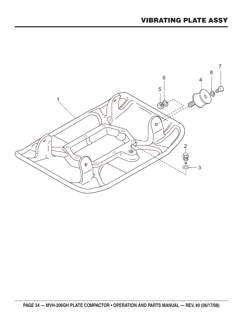 Vibrating plate assy | Multiquip MVH206GH User Manual | Page 34 / 80