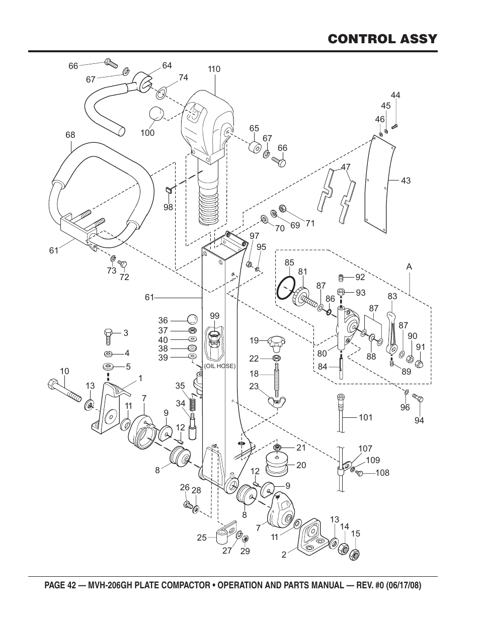 Control assy | Multiquip MVH206GH User Manual | Page 42 / 80