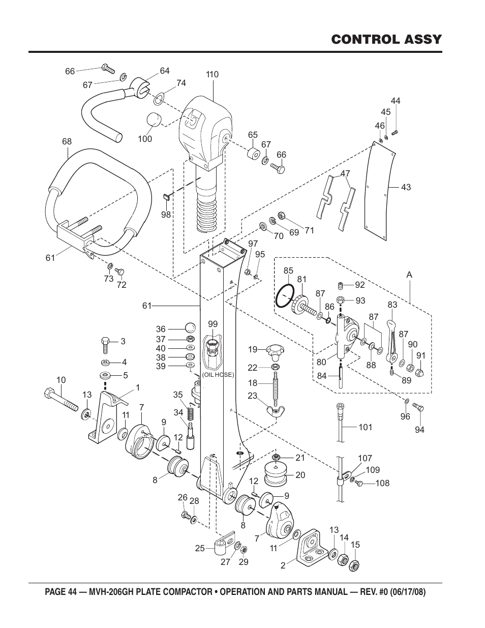 Control assy | Multiquip MVH206GH User Manual | Page 44 / 80